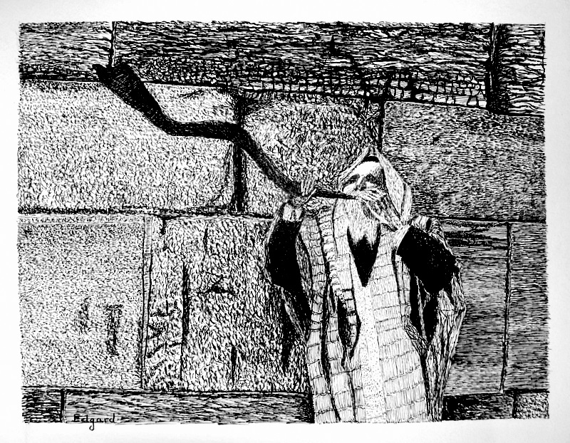 O TOQUE DO SHOFAR an original signed drawing in pen and ink
